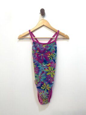 Speedo Tie Dye Floral Racerback One Piece Swimsuit XS/S
